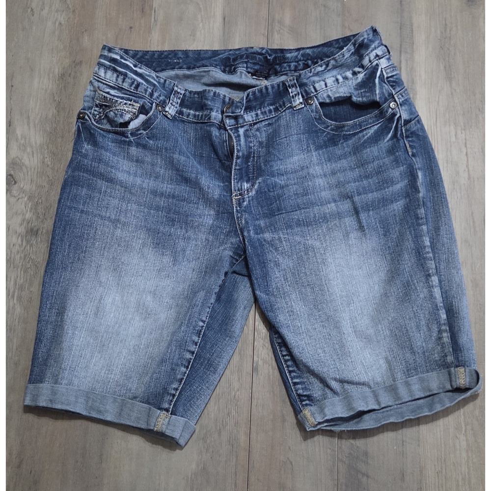 Rhythm in Blues Womens Denim Cuffed Jean Shorts Plus Size 16